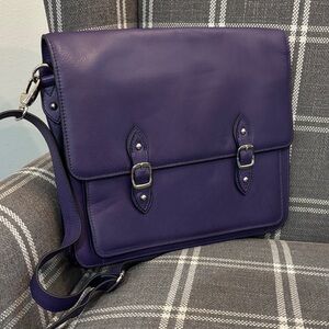Levenger Purple Leather Bag